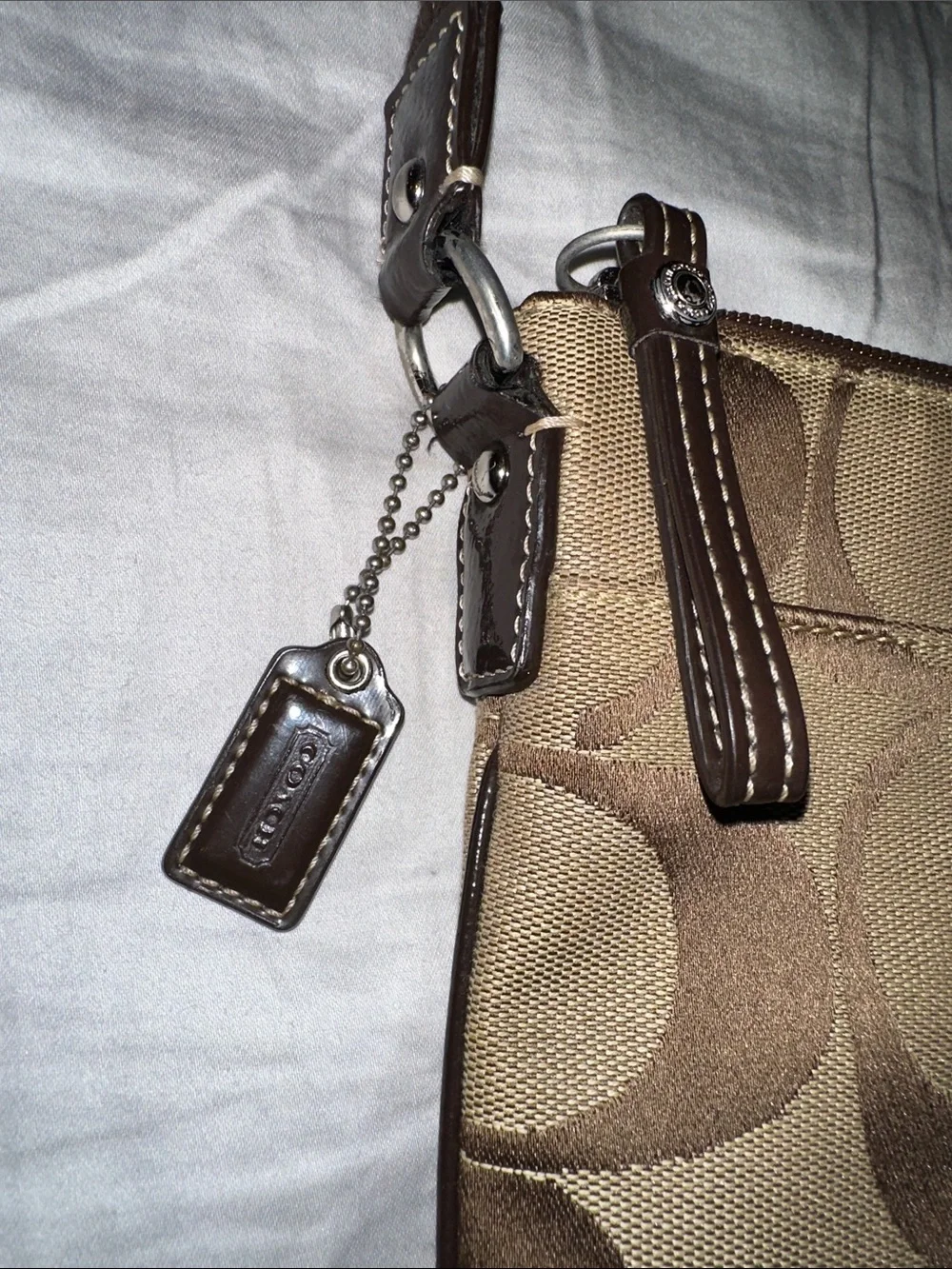 Coach Brown Tan Signature Crossbody Messenger Bag